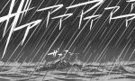 comic kantai_collection monochrome no_humans ocean ship storm tonda waves 