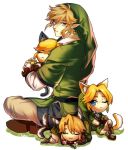  animal_ears blonde_hair blue_eyes carrying earrings gloves hat jewelry kiru_(sorr5042) link multiple_persona ocarina_of_time one_eye_closed pointy_ears skyward_sword sleeping tail the_legend_of_zelda toon_link twilight_princess wind_waker 