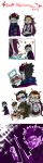  1girl 2boys 3d_glasses anger_vein black-framed_glasses black_hair blush box cape eridan_ampora fangs feferi_peixes friend_zoned glasses goggles grey_skin highres homestuck horns jewelry long_hair multicolored_hair multiple_boys necklace scarf scarf_over_mouth sharp_teeth short_hair smile sollux_captor striped striped_scarf sweatdrop tears two-tone_hair valentine yellow_sclera 