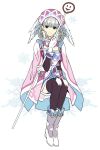  1girl blue_eyes cape ebira head_wings melia silver_hair solo staff thigh-highs xenoblade 