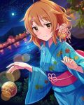  1girl ahoge araki_hina artist_request brown_eyes brown_hair flower hair_flower hair_ornament idolmaster idolmaster_cinderella_girls japanese_clothes kimono official_art 