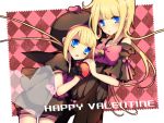  2girls :d bell blonde_hair blue_eyes bow hat long_hair looking_at_viewer multiple_girls open_mouth original rugo smile tagme 
