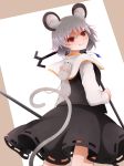  1girl animal_ears arano_oki capelet from_behind grey_hair highres looking_back mouse mouse_ears mouse_tail nazrin pendulum red_eyes rod tail touhou 