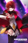  1girl artist_name blurry cape depth_of_field dungeon_and_fighter highres long_hair looking_at_viewer mage_(dungeon_and_fighter) parted_lips petals pointy_ears red_eyes redhead solo swd3e2 wind 