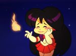  animated animated_gif bishoujo_senshi_sailor_moon black_hair blush chibi covering_mouth earrings elbow_gloves fanart fire giggling gloves hand_on_own_cheek jewelry night night_sky sailor_mars sky star star_(sky) star_earrings starry_sky tiara violet_eyes white_gloves 