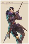  1boy armor black_hair breastplate faulds final_fantasy final_fantasy_ii greaves highres jamal_campbell leonhart polearm solo spear spikes vambraces weapon 