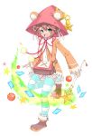  1girl :d bag bow brown_hair emil_chronicle_online green_eyes hair_bow hair_ornament hair_ribbon hat holding looking_at_viewer metindone open_mouth puzzle_&amp;_dragons ribbon short_hair smile solo tiny_alma wand witch_hat 