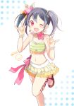  bikini black_hair blush happy long_hair love_live!_school_idol_project red_eyes twintails wink yazawa_nico 