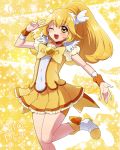  1girl artist_request bike_shorts blonde_hair blush boots character_name choker collarbone cure_peace female head_wings heart kise_yayoi long_hair magical_girl ponytail precure smile_precure! solo source_request v wink wrist_cuffs yellow_eyes 