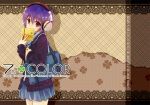  1girl bag book brown_eyes headphones nagato_yuki nanabuluku purple_hair school_uniform serafuku short_hair suzumiya_haruhi_no_yuuutsu 