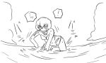  1girl bikini chi-class_torpedo_cruiser comic fish fishing kantai_collection monochrome ocean shinkaisei-kan silent_comic swimsuit tonda 