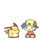  1boy :&gt; :3 cafe_(chuu_no_ouchi) chibi gold_(pokemon) hat lowres pokemon pokemon_(creature) pokemon_(game) pokemon_hgss raichu smile tail 