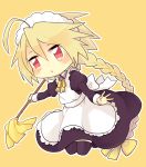  ahoge apron blazblue blonde_hair braid lambda-11 maid maid_apron maid_headdress red_eyes yuya_(oshidori) 