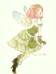  aikatsu! blush closed_eyes dress fairy flower high_heels kitaouji_sakura pink_hair short_hair thigh_highs wings 