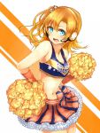  blue_eyes cheerleader gloves happy headphones kousaka_honoka love_live!_school_idol_project orange_hair ribbon short_hair side_ponytail skirt 