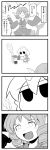  4koma comic fan fish_tail grill highres izayoi_sakuya lanlanlancho maid_headdress monochrome smoke tearing_up touhou translation_request trembling wakasagihime 