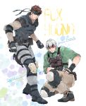  2boys bandana brown_hair frank_jaeger grey_hair metal_gear_(series) metal_gear_2 metal_gear_solid multiple_boys oreha00701 sneaking_suit solid_snake 