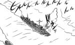  comic destroyer firing i-class_destroyer kantai_collection monochrome no_humans ocean shinkaisei-kan tonda translation_request warship 