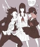  1boy 2girls arguing fighting hat jakuzure_nonon kill_la_kill kiryuuin_satsuki long_skirt multiple_girls sanageyama_uzu school_uniform serafuku shinai skirt sword weapon younger yunkru 