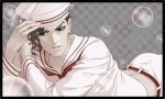  1boy black_eyes black_hair bubble hat jojo_no_kimyou_na_bouken jojolion kira_yoshikage_(jojolion) midriff rozarita sailor sailor_hat solo 
