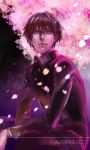  1boy cherry_blossoms fate/extra_ccc fate_(series) flower gakuran gunjoage kishinami_hakuno_(male) school_uniform solo tree 