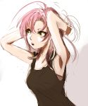  1girl ahoge green_eyes kantai_collection kinugasa_(kantai_collection) long_hair pink_hair simple_background solo tank_top violence_kumahina 