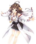  1girl bare_shoulders black_eyes brown_hair detached_sleeves headgear japanese_clothes kantai_collection kongou_(kantai_collection) long_hair nironiro nontraditional_miko solo 