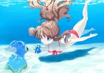  1girl bikini blue_eyes brown_hair character_request long_hair poke_ball ponytail swimming swimsuit underwater yunicocco 