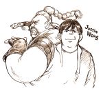  2boys character_name fat fighting_stance justin_wong kduhcs monochrome multiple_boys ponytail real_life rufus_(street_fighter) street_fighter 