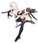  1girl arm_strap assassin_of_black bare_shoulders blue_eyes boots elbow_gloves facial_mark fate/apocrypha fate_(series) gloves heru_(goldprin) highres knife short_hair solo string_panties tattoo thigh-highs thigh_boots white_hair 