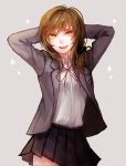  199993 1girl :d brown_hair gekkan_shoujo_nozaki-kun highres open_mouth ponytail ribbon school_uniform seo_yuzuki skirt smile solo 