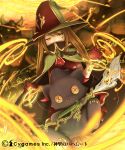  1girl brown_hair buttons cape gloves hat long_hair shingeki_no_bahamut stuffed_toy wand witch witch_hat 