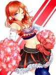  cheerleader gloves headphones love_live!_school_idol_project nishikino_maki pompoms purple_eyes redhead ribbon short_hair skirt smile wink 