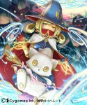  1girl blonde_hair buttons cape gloves hat shingeki_no_bahamut stuffed_toy wand witch witch_hat yellow_eyes 