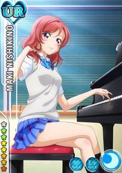  blush character_name love_live!_school_idol_project nishikino_maki piano purple_eyes redhead seifuku short_hair 