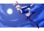  blazer bunny_ears jpeg_artifacts long_hair minazuki_honoo moon necktie purple_hair rabbit_ears red_eyes reisen_udongein_inaba skirt solo thigh-highs thighhighs touhou zettai_ryouiki 