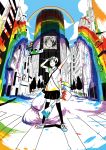  black_hair city multichromatic paint rainbow scenery 