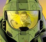  angry crowbar epic fight glasses gordon_freeman half_life halo_(game) helmet master_chief reflection 