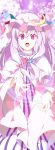  crescent empty_eyes hat long_hair magic_circle open_mouth patchouli_knowledge purple_hair ribbon source_request striped touhou violet_eyes 