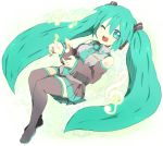  aqua_hair bad_id boots detached_sleeves hatsune_miku legs long_hair necktie skirt thighhighs tooi twintails vocaloid wink 