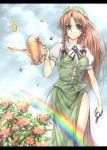  bad_id braid butterfly flower hong_meiling letterboxed long_hair red_hair redhead shears solo takemori_shintarou touhou twin_braids watering_can 