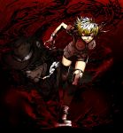  cigarette darkness eyepatch gloves glowing glowing_eyes hat hellsing kawazu legs pip_bernardotte red_eyes running seras_victoria smoking thigh-highs thighhighs torn_clothes torn_thighhighs 