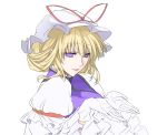  bad_id blonde_hair gloves hands haruichi hat purple_eyes ribbon simple_background solo touhou violet_eyes yakumo_yukari 