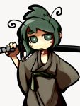  antenna green_eyes green_hair japanese_clothes short_hair solo sword touhou ugif weapon wriggle_nightbug 