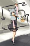  basket capelet dowsing_rod grey_hair hirosato jewelry looking_at_viewer mouse mouse_ears mouse_tail nazrin pendant red_eyes seductive_smile short_hair smile standing tail touhou 