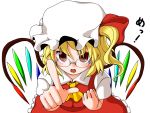  blonde_hair flandre_scarlet glasses hat m.u.g.e.n pointing red_eyes side_ponytail touhou tsumidango wings 