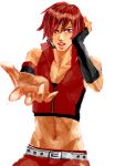  belt fingerless_gloves genderswap gloves male meiko meito microphone oekaki red redhead singing vocaloid 