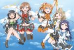  5girls black_hair blue_eyes blue_hair boots brown_eyes brown_hair crossover delf green_eyes holding_hands kousaka_honoka long_hair love_live!_school_idol_project minami_kotori misaka_mikoto multiple_girls orange_eyes saten_ruiko short_hair side_ponytail sonoda_umi thigh-highs to_aru_kagaku_no_railgun to_aru_majutsu_no_index 