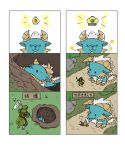  bow_(weapon) bug_net comic crown dog gameplay_mechanics horns monster monster_hunter size_difference trapped weapon zinogre 