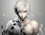  1boy ash_(artist) cyborg dual_persona grey_eyes metal_gear_(series) metal_gear_solid_4 raiden solo white_hair 